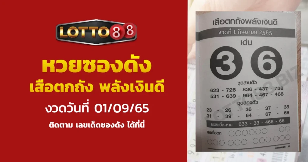 ข่าวหวยซองดัง เสือตกถังพลังเงินดี งวด 1/9/65